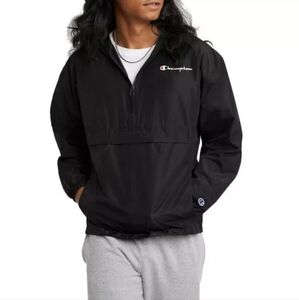 Champion Adult Packable Anorak 1/4 Zip Jacket Men Size L - Black
